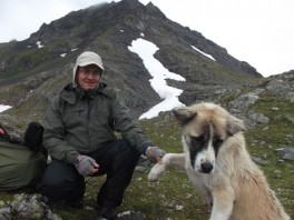 Conductor, instructor Hiking in the mountains Arkhyz, Russia. 